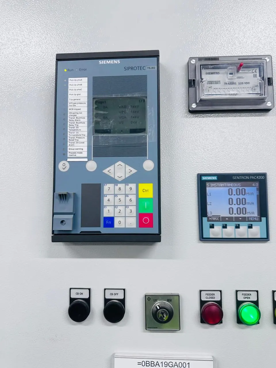 Protection relay panel after commissioning