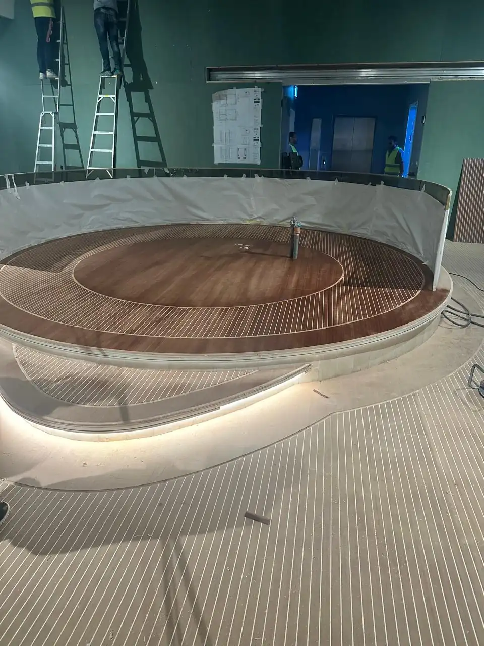 Curved timber floor installation